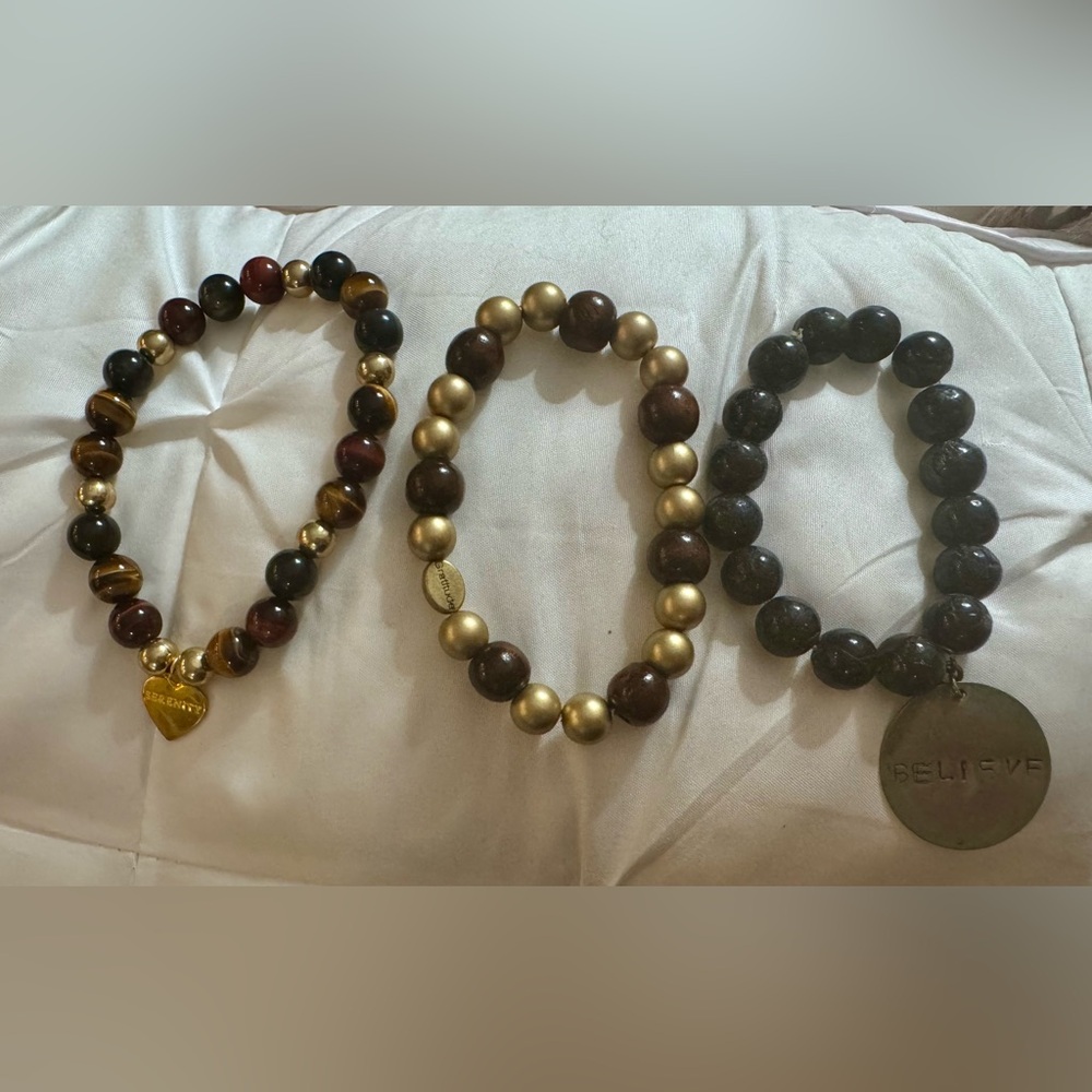 3 Gold and Brown Beaded Jewelry with Classic Design with inspiration quotes